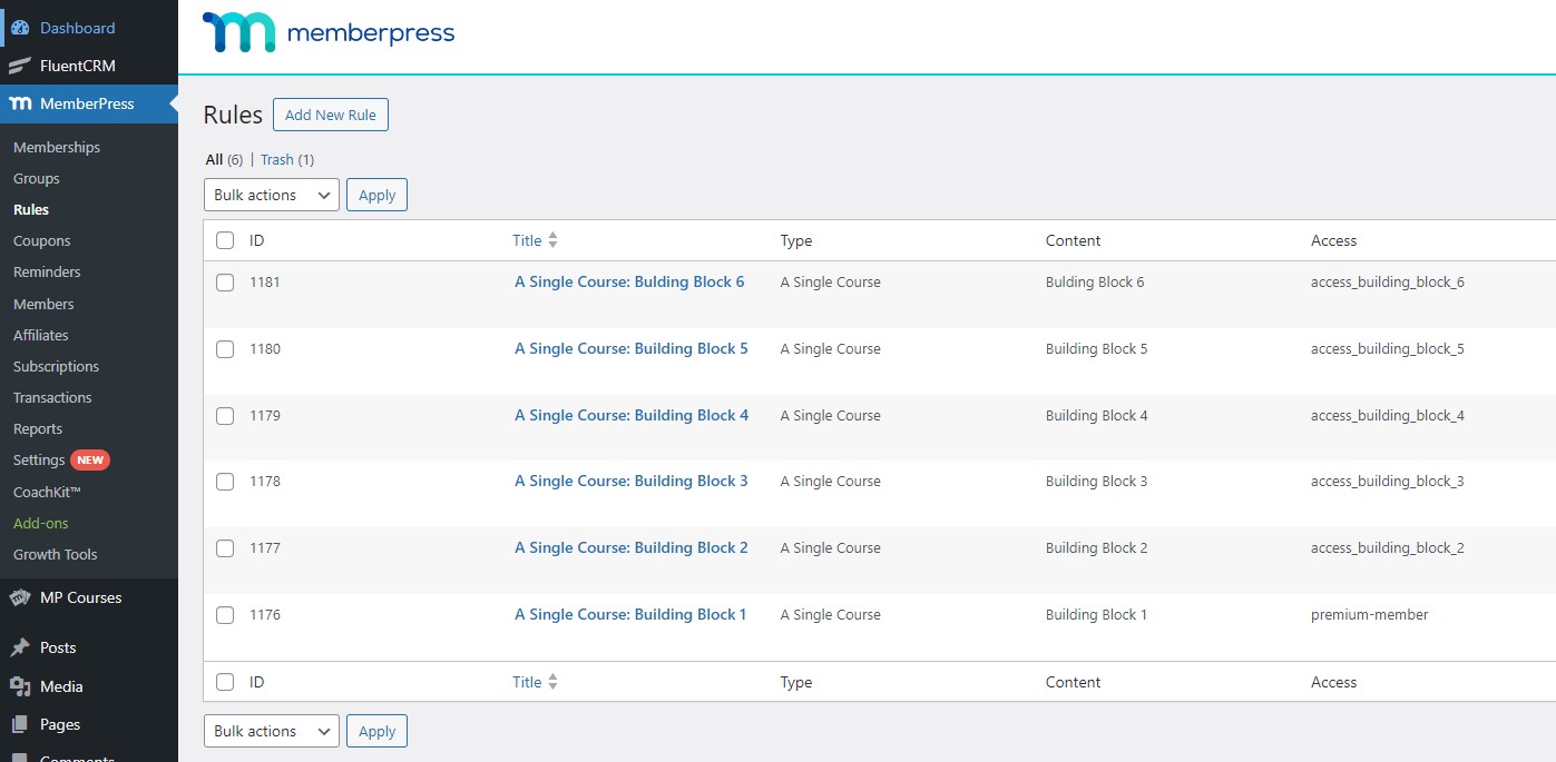 Memberpress Sequential Course Rules